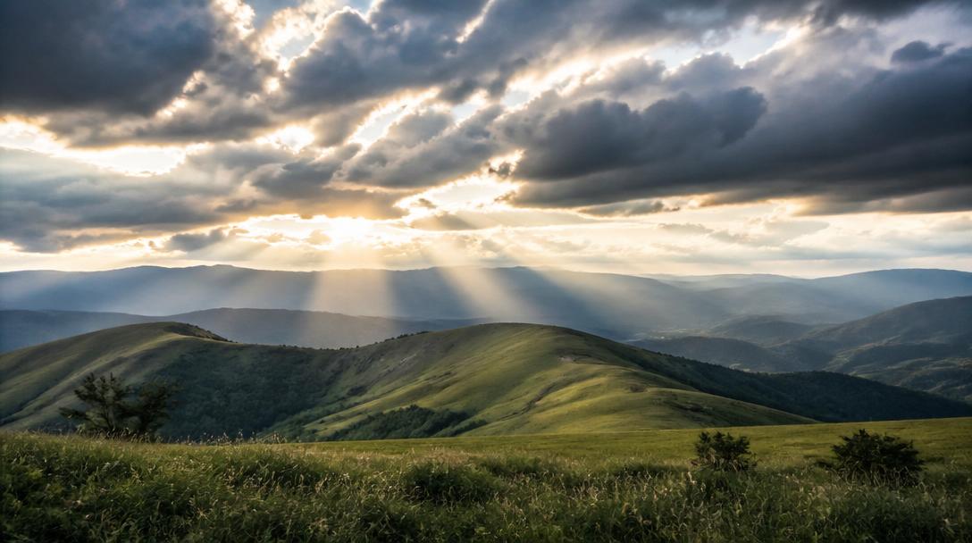 Clouds over rolling hills representing resilience and growth